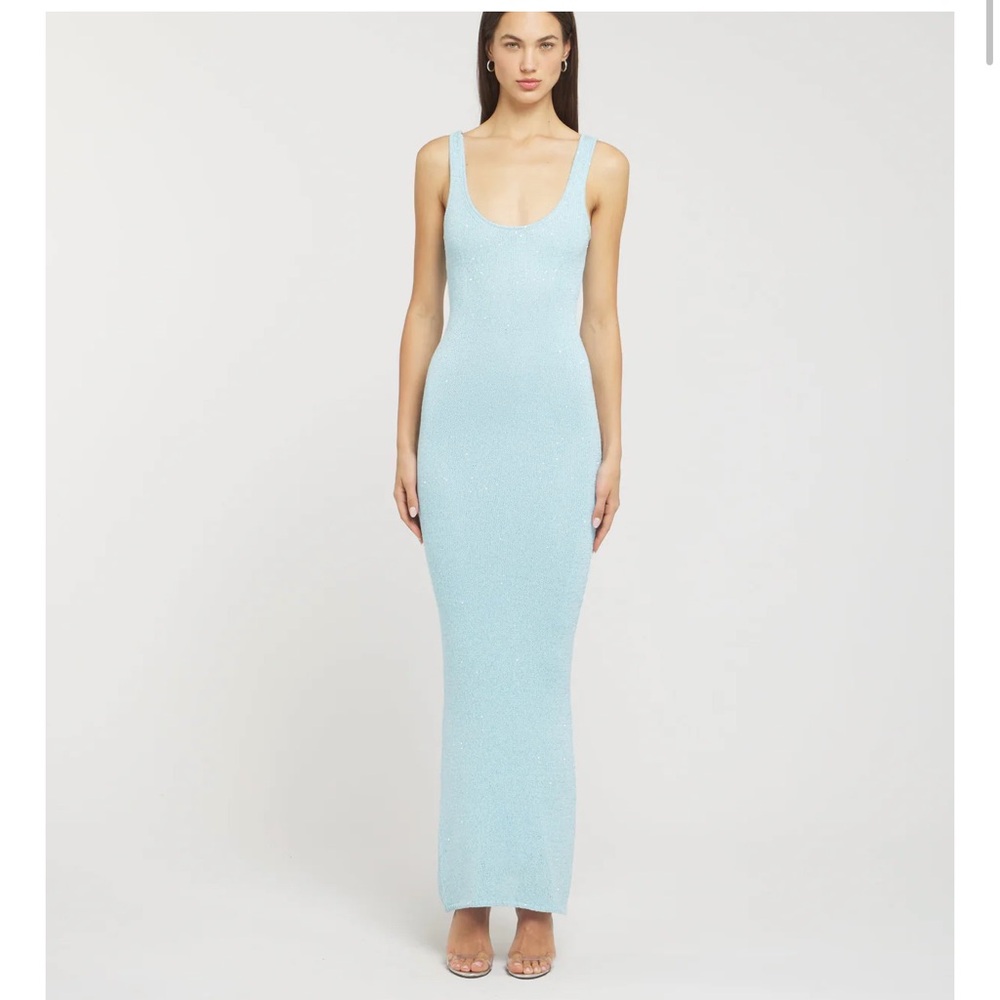Blue Sequin Sheer Dress